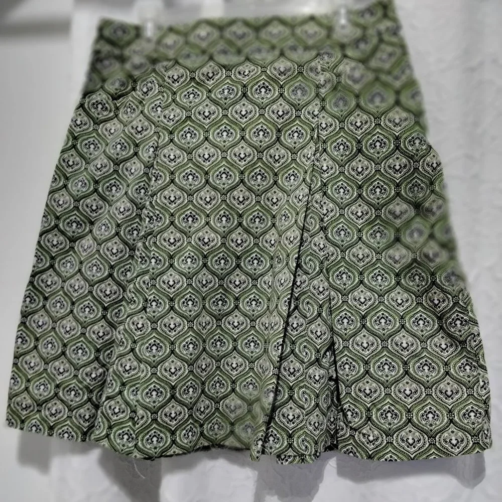 George Designs by Mark Eisen Skirt Pleated Size 12 Green Pockets Side Zip 001 - Picture 10 of 12